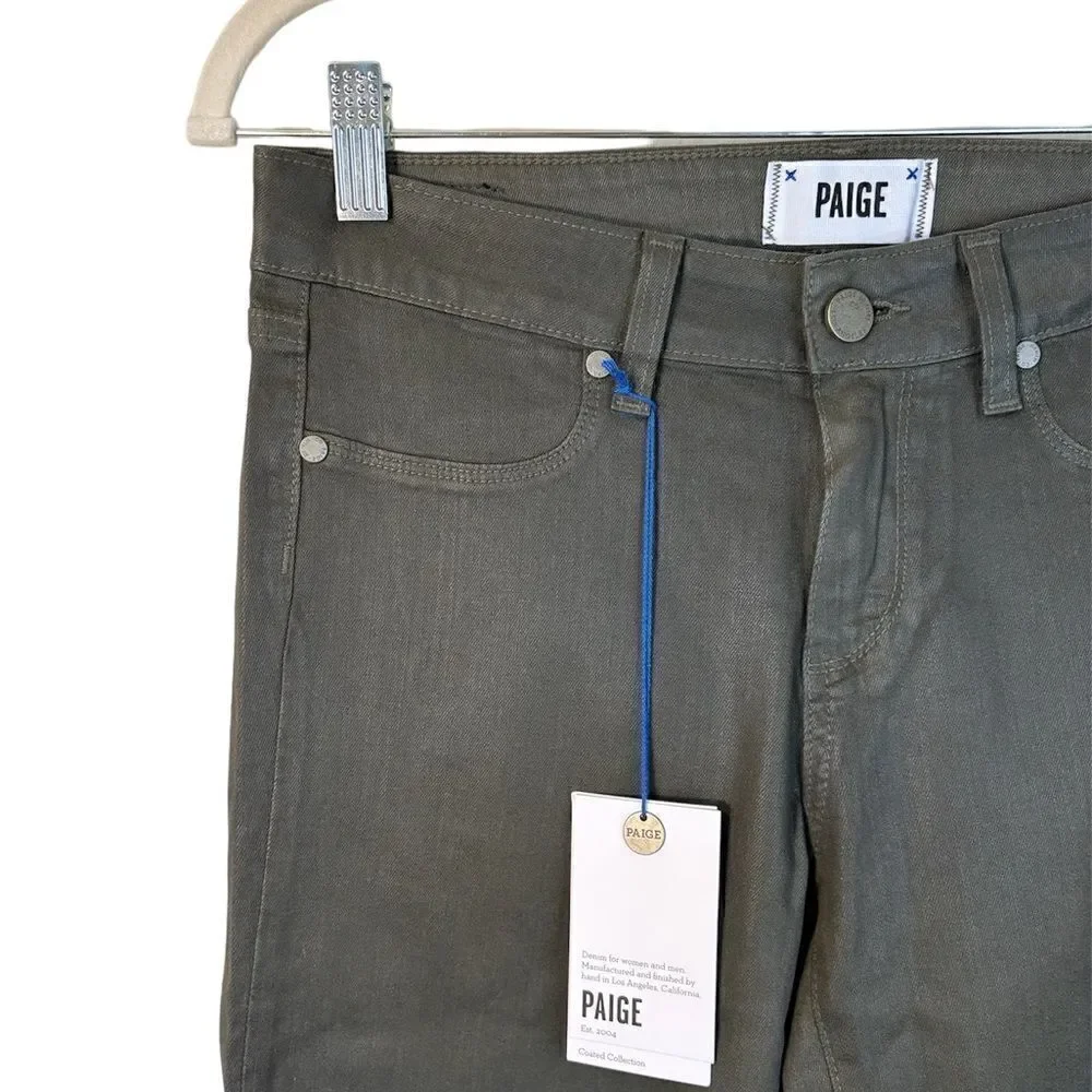 NWT Paige Verdugo Skinny Green Jeans Ankle Size 28